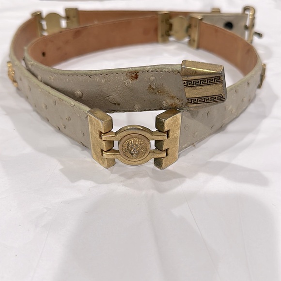 OSTRICH VINTAGE GOLD LION COWBOY LEATHER BELT SIZE 40 - Picture 3 of 6